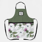 Sage Green Floral Monogram Schürze (Vorderseite)