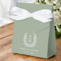 Sage Green Floral Monogram Wedding Wappen Modernes