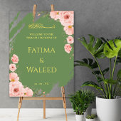 Sage Green Floral Muslim Nikkah Begrüßungszeichen Acrylschild