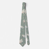 Sage Green Floral Necktie for Wedding Krawatte (Vorderseite)