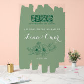 Sage Green Floral Nikkah Acrylic Sign Acrylschild (Hochzeit)