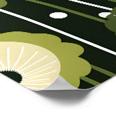 Sage Green Floral on Black Poster (Ecke)