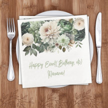 Sage Green Floral Party Napkins