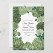 Sage Green Floral Photo and QR Code Wedding Einladung (Vorderseite)