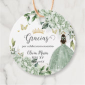 Sage Green Floral Princess Quinceañera Geschenkanhänger (Vorderseite)