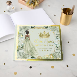 Sage Green Floral Prinzessin und Frosch Quinceaner Gästebuch