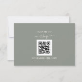Sage Green Floral QR Code Fügen Sie Ihre URL Hochz RSVP Karte (Vorderseite)