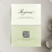 Sage Green Floral QR Code Wedding RSVP Script Karte