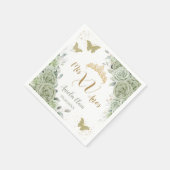 Sage Green Floral Quinceanera Birthday Schmetterli Serviette (Ecke)