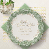 Sage Green Floral Quinceanera Pappteller
