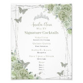 Sage Green Floral Quinceanera Signature Cocktails Fotodruck (Vorne)