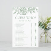 Sage Green Floral Rate Wer Brautparty Game (Stehend Vorderseite)