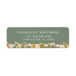Sage Green Floral Return Address Label