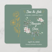 Sage Green Floral Save The Date Editable (Vorne/Hinten)