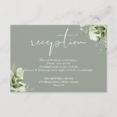 Sage Green Floral Script Hochzeitsempfang Begleitkarte (Vorderseite)