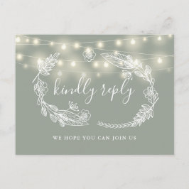Sage Green Floral Song Request RSVP Card Einladungspostkarte