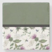 Sage Green Floral Steinuntersetzer (Vorderseite)