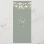 Sage Green Floral String Lights Hochzeitsessen Menükarte (Rückseite)