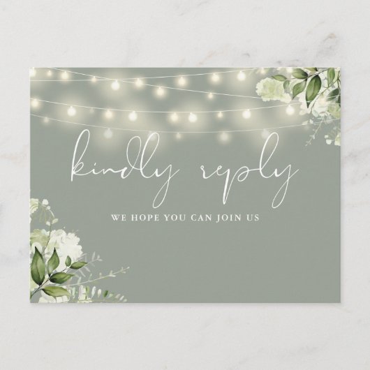 Sage Green Floral String Lights Song Anfrage UAWG Einladungspostkarte (Vorderseite)
