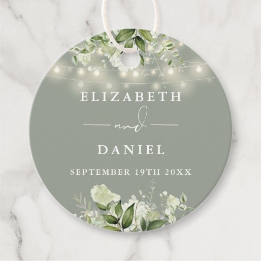 Sage Green Floral String Lights Vielen Dank für Ih Geschenkanhänger (Vorderseite)