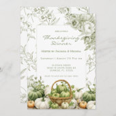 Sage Green Floral Vintag Fall Erntedank Party Einladung (Vorne/Hinten)