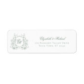 Sage Green Floral Wappen Monogram Wedding Address (Vorne)