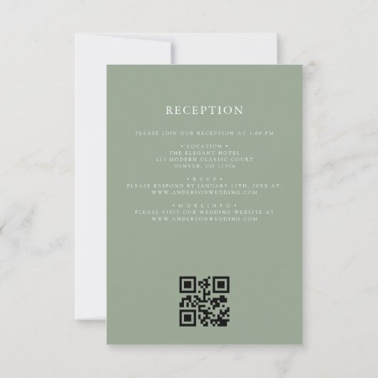 Sage Green Floral Wappen Monogram Wedding QR Code Einladung (Rückseite)