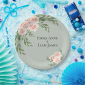 Sage Green Floral Watercolor Romantische Hochzeit Pappteller (Party)