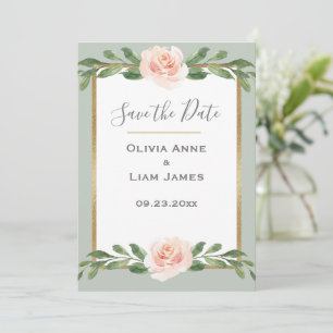Sage Green Floral Watercolor Romantische Hochzeit Save The Date