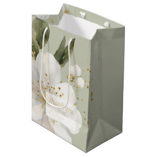 Sage Green Floral Watercolor Vielen Dank für Ihre Mittlere Geschenktüte