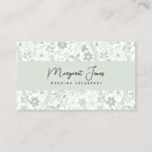 Sage Green Floral Wedding Celebrant Business Card