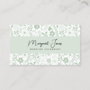 Sage Green Floral Wedding Celebrant Business Card Visitenkarte