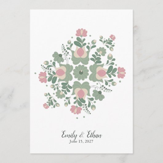 Sage Green Floral Wedding Ceremony Flat Program Programm (Rückseite)
