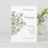 Sage Green Floral Wedding Ceremony Flat Program Programm (Stehend Vorderseite)