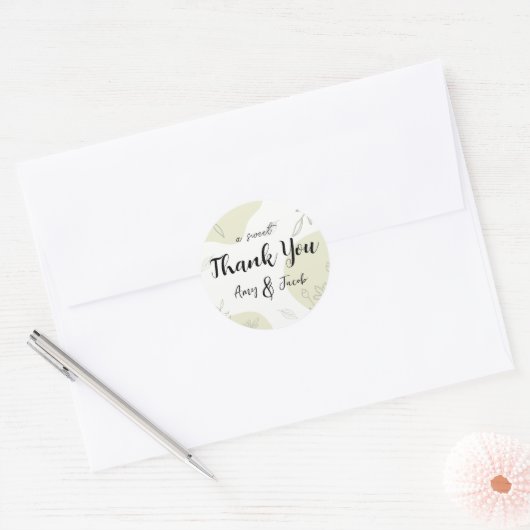 Sage Green Floral Wedding Danke Stickers (Umschlag)