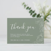 Sage Green Floral Wedding Dankeskarte (Stehend Vorderseite)