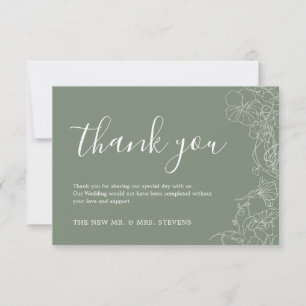 Sage Green Floral Wedding Dankeskarte