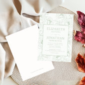 Sage Green Floral Wedding Einladung