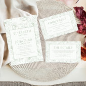 Sage Green Floral Wedding Einladung
