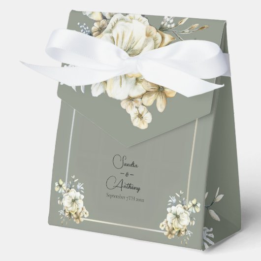 Sage Green Floral Wedding Favor Boxes Geschenkschachtel (Vorderseite)