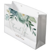Sage Green Floral Wedding Große Geschenktüte (Vorderseite Schrägansicht)