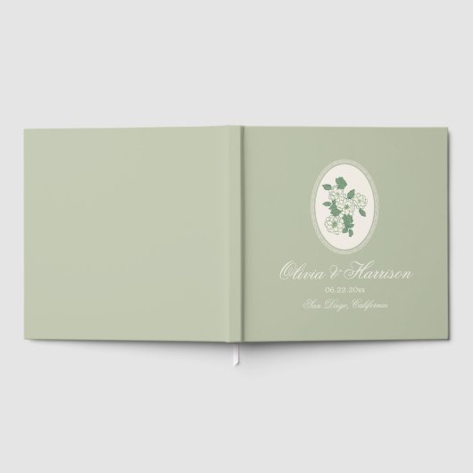 Sage Green Floral Wedding Guest Book Gästebuch (Voll)