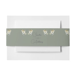 Sage Green Floral wedding invitation  Belly Einladungsbanderole