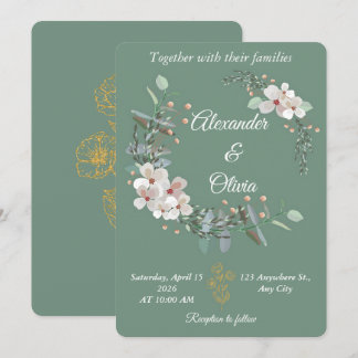 Sage Green Floral Wedding Invitation Editable Einladung