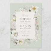 Sage Green Floral Wedding Invitation Einladung (Vorderseite)