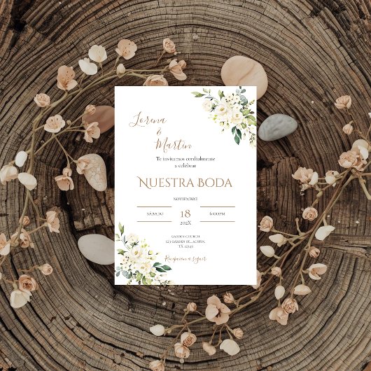 Sage Green Floral wedding invitation in Spanish Einladung