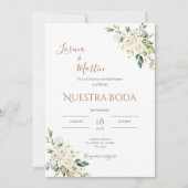 Sage Green Floral wedding invitation in Spanish Einladung (Vorderseite)