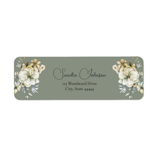 Sage Green Floral Wedding  Label (Vorne)