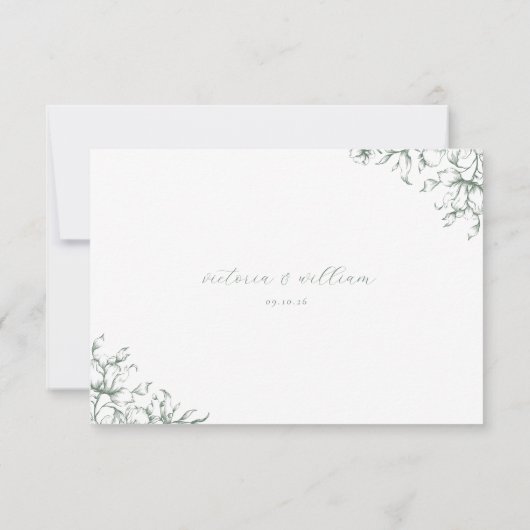 Sage Green Floral Wedding Meal Choice RSVP Karte (Rückseite)