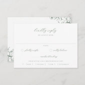 Sage Green Floral Wedding Meal Choice RSVP Karte (Vorne/Hinten)